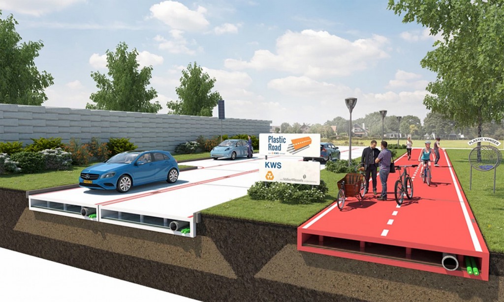 Il rendering del progetto Plastic Road, della società di costruzioni olandese VolkerWessels