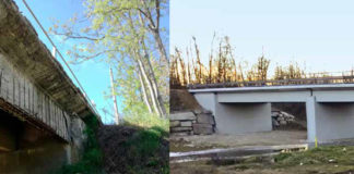 Il ponte della S.P. 160 Della Val Lemme, sul Torrente Riasco nel Comune di Basaluzzo (Alessandria), prima e dopo il ripristino